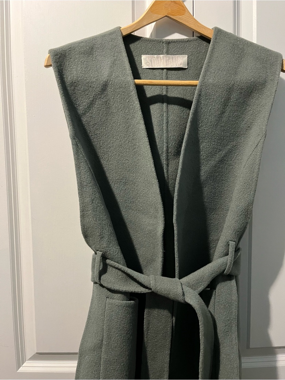 STANDARD Longline Belted Wool Vest Coat M